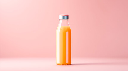 Juice in a bottle on a delicate background.