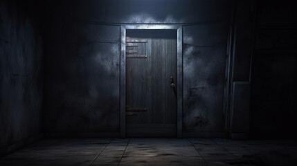 Fototapeta na wymiar Illustration of creepy dark scary door. AI Generative