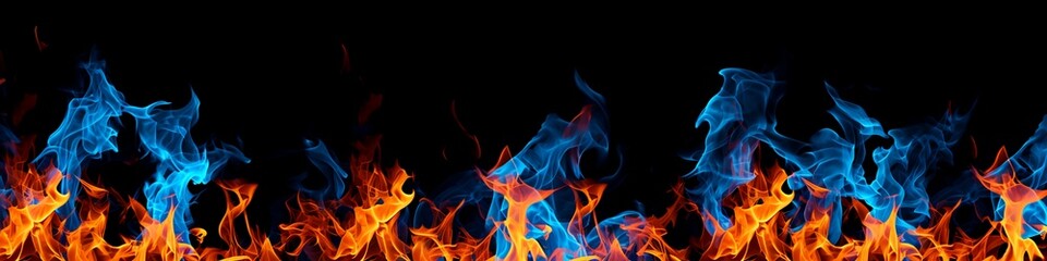 Flames and smoke on black background.