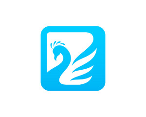 Peacock silhouette inside the square vector logo