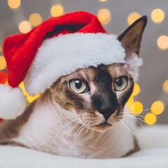 Pawsitively Jolly Devon Rex: Welcoming the Holidays in Santa Hat