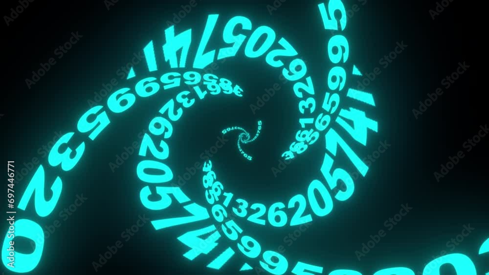 Poster random spiral numbers. computer generated 3d render