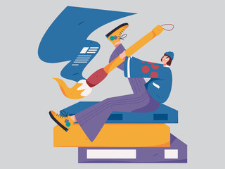 Character reading quietly vector concept operation hand drawn illustration
