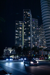Fototapeta na wymiar Miami architecture and streets at night