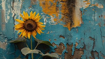 a sunflower growing through concrete, symbolizing hope and resilience in challenging environments.