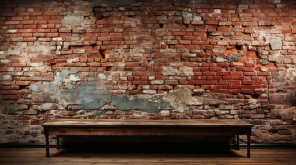Wide panorama of an old red brick wall, serving as a background with a textured masonry pattern. - obrazy, fototapety, plakaty