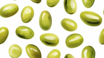 Fresh Organic Green olives Fruit Watercolor Horizontal Seamless Background. Healthy Vegetarian Diet. Ai Generated Seamless Background with Delicious Juicy Green olives Fruit Bright Drawing.