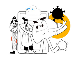 Medical characters fighting the epidemic flat vector concept operation hand drawn illustration
