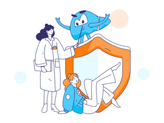 Medical characters fighting the epidemic flat vector concept operation hand drawn illustration
