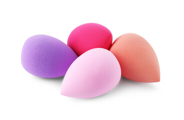 Many different make up sponges isolated on white