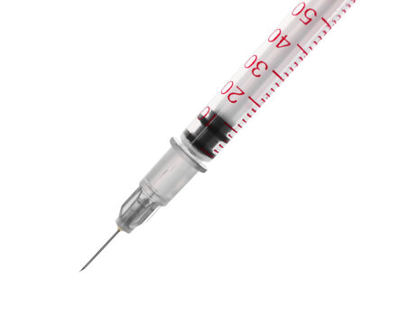 New Medical Insulin Syringe With Needle Isolated On White