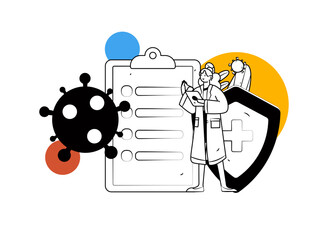 Medical characters fighting the epidemic flat vector concept operation hand drawn illustration
