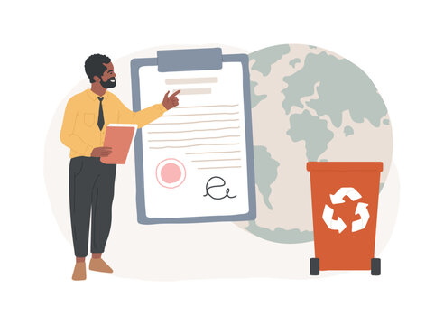 Government mandated recycling isolated concept vector illustration. Ecological regulations, local recycling law, municipal solid waste, recyclable materials, curbside program vector concept.