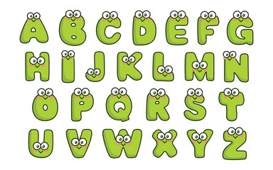 Fototapeta na wymiar Cute frog alphabet animal font colorful letter