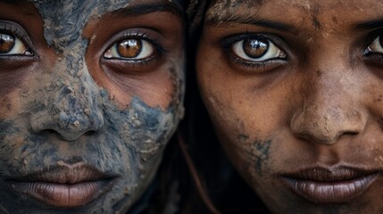 Faces marked by hardship and resilience, a close-up portraying the human side of poverty.