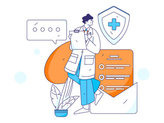 Medical characters fighting the epidemic flat vector concept operation hand drawn illustration
