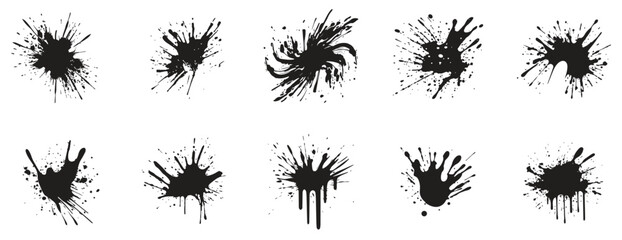 Set of black and white paint splash icon. black and white. logo for paint splash, outline style. sign and symbol. white background. vector illustration - obrazy, fototapety, plakaty
