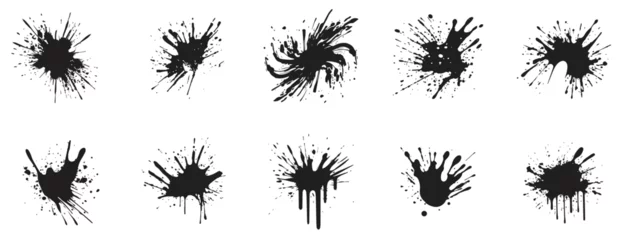 Foto op Canvas Set of black and white paint splash icon. black and white. logo for paint splash, outline style. sign and symbol. white background. vector illustration © nadunprabodana
