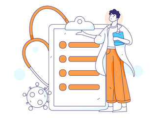 Medical characters fighting the epidemic flat vector concept operation hand drawn illustration
