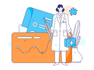 Medical characters fighting the epidemic flat vector concept operation hand drawn illustration
