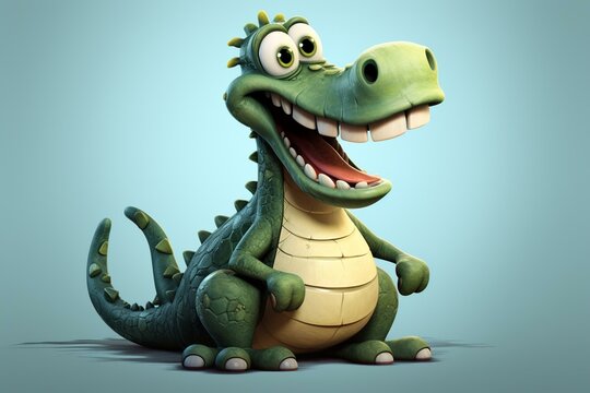 Cartoon alligator character. Generative AI