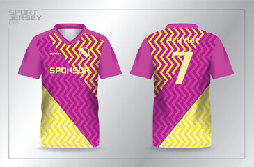 abstract purple and yellow sport jersey for football and soccer shirt template