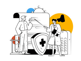 Medical characters fighting the epidemic flat vector concept operation hand drawn illustration
