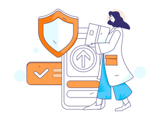 Medical characters fighting the epidemic flat vector concept operation hand drawn illustration
