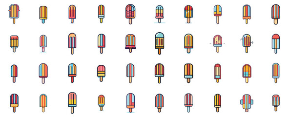 set of fruit popsicle icons. ice cream lollypop vector illustration logo. outline style icon lolypop design.