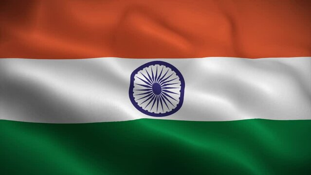 India flag waving animation, perfect loop, official colors, 4K video