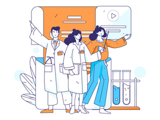 Medical characters fighting the epidemic flat vector concept operation hand drawn illustration
