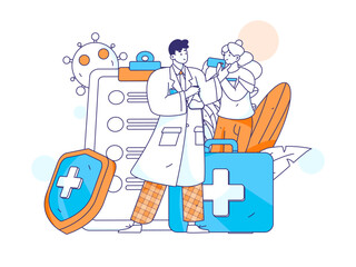 Medical characters fighting the epidemic flat vector concept operation hand drawn illustration
