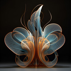 abstract , 3D wire sculpture , fractal, sacred geometry Ai generative 