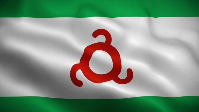 Ingushetia flag waving animation, perfect loop, official colors, 4K video