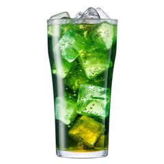 Glass of green soda isolated on transparent background.