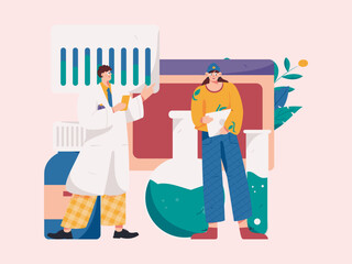 Medical characters fighting the epidemic flat vector concept operation hand drawn illustration
