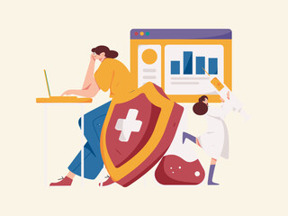 Medical characters fighting the epidemic flat vector concept operation hand drawn illustration
