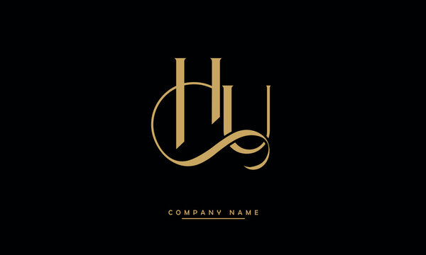 HU, UH, H, U Abstract Letters Logo Monogram