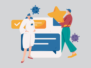 Medical characters fighting the epidemic flat vector concept operation hand drawn illustration
