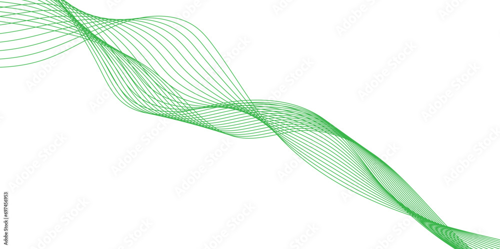 Wall mural green gradient wave abstract vector background with smooth color waves. smoke wavy lines. design ele