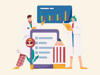 Medical characters fighting the epidemic flat vector concept operation hand drawn illustration
