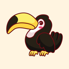 Cute toucan bird animal cartoon illustration