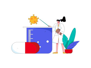 Medical characters fighting the epidemic flat vector concept operation hand drawn illustration
