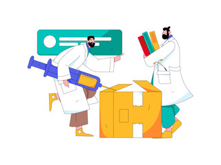 Medical characters fighting the epidemic flat vector concept operation hand drawn illustration
