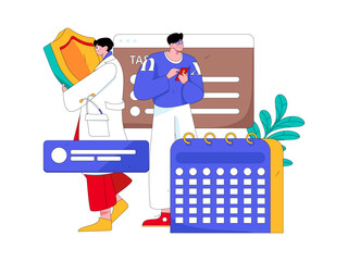 Medical characters fighting the epidemic flat vector concept operation hand drawn illustration
