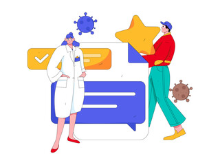 Medical characters fighting the epidemic flat vector concept operation hand drawn illustration
