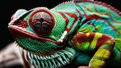 Reptile isolcated in black background