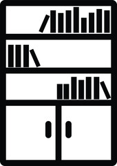bookshelf icon. bookcase furniture sign. binder symbol. Office cabinet with folders and shelves. flat style.