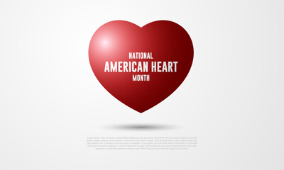 National American Heart Month Background Vector Illustration 