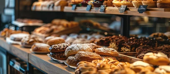 Fotobehang Bakkerij Contemporary bakery offering various baked goods.